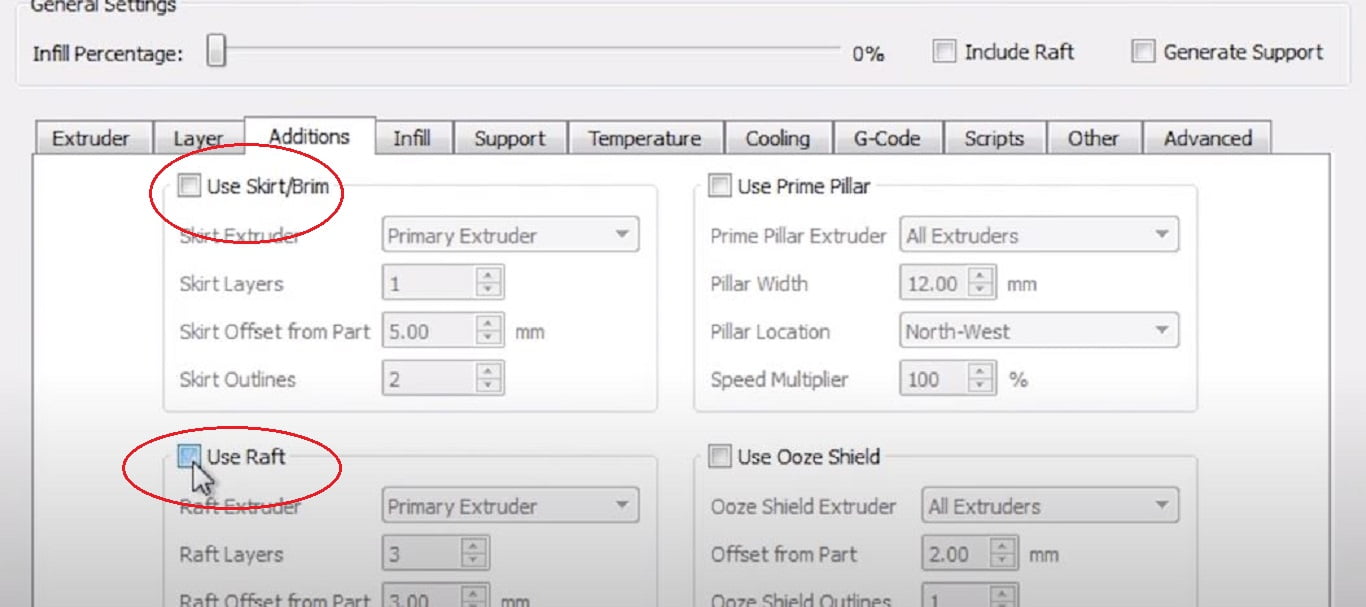 Flexible Filament skirt and support Settings1